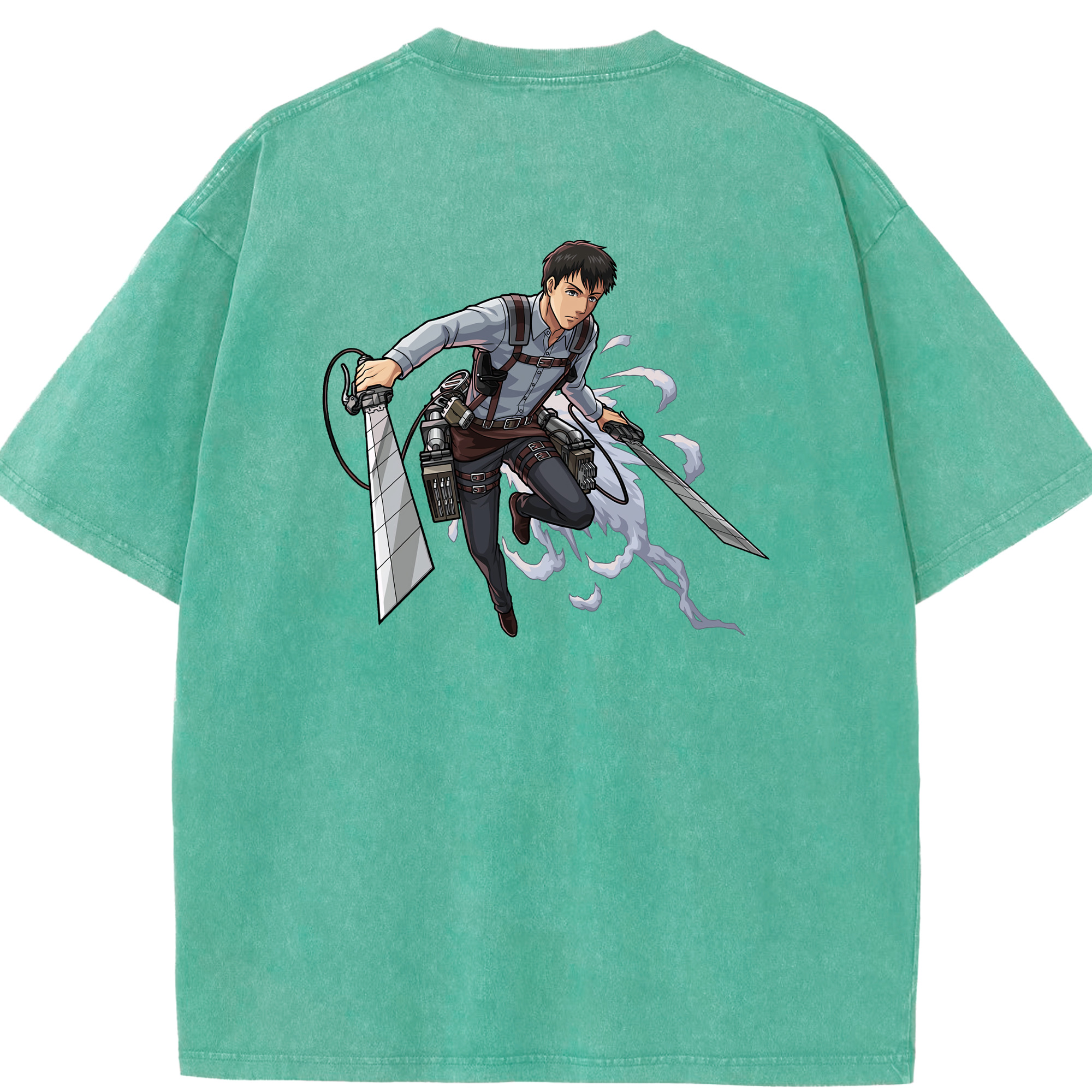 （画像用） 進撃の巨人 ベルトルト・フーバー Attack on Titan Bertholdt Hoover 綿100% ヴィンテージ風 半袖Tシャツ（背面プリント）